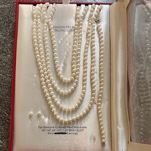Madison Studio Sterling Silver Cultured Pearl Necklace Set